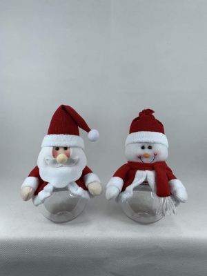 Santa / Snowman Christmas 10" Candy Jar