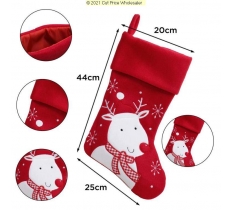 Deluxe Plush Red Modern Reindeer Stocking 40cm X 25cm