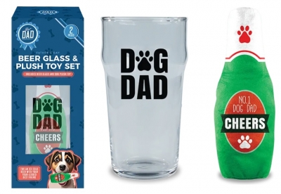 Father's Day No.1 Dog Dad Beer Glass & Toy