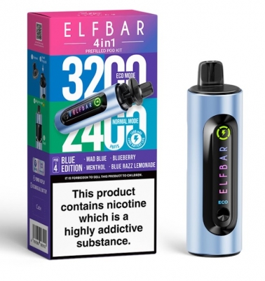 Elf Bar 4 In 1 Vape Prefilled Pod Kit Blue Edition