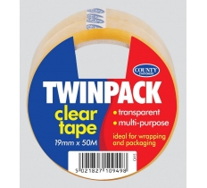 County Twin Pack Adhesive Tape 19mm X 50M