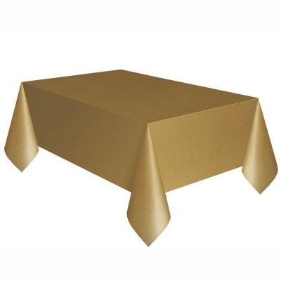 Gold Solid Rectangular Plastic Table Cover 54"X108"