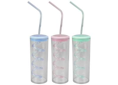 Spiral Straw Drinking Cups 3 Assorted