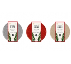 Christmas Glitter Vinyl Coasters 12cm ( 4 Pack )