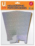 Holographic Popcorn Box Gold & Silver, 8 Pack