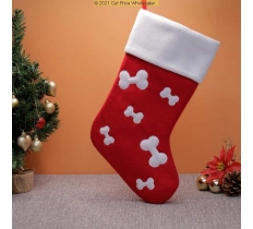 Deluxe Plush Red White Top Dog Bone Stocking 40cm X 25cm