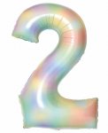 Large Number 2 Pastel Rainbow 35" Foil Balloon