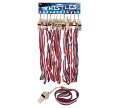 Union Jack 6cm Metal Whistle With Lanyard X 12 ( 54P Each )