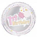 18" Pack g Pnk Grl 1St Bday Fl Balloon