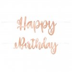 Rose Gold Script Happy Birthday Banner-7Ft