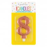 Metallic Rose Gold Number 8 Birthday Candle