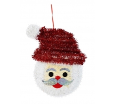 Hanging Tinsel Santa Face Plaque