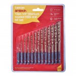 Amtech 13 Pack 1/4" Titanium Coated Hss Drill Bit Set