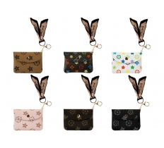 Pu Cardholder Purse Keychain 6 Assorted