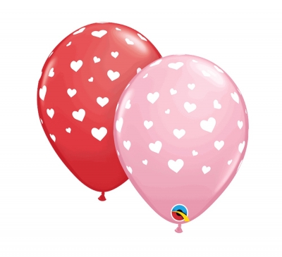 Qualatex 11" Red & Pink Random Balloon Heart Pack Of 25
