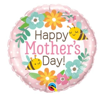 Qualatex 18" Round Mothers Day Bees & Flowers Balloon