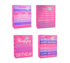 Girls Foiled Happy Birthday Large Gift Bag 30x42x12cm