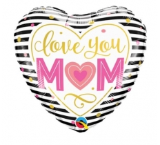 Qualatex 09" Heart Love You Mum Stripes Balloon