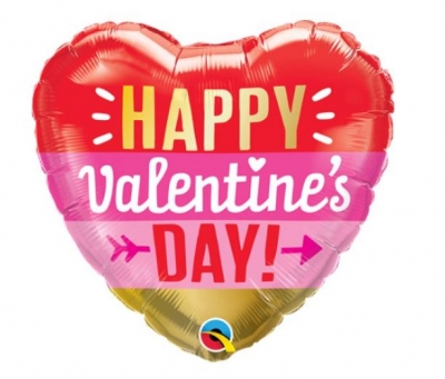 Valentines 18" Heart Day Arrow Stripes Balloon