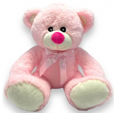 Pink Bear With Ribbon 11"