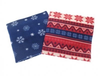 Pack 2 Nordic and Snowflake Design Fleece Throws 125x150cm