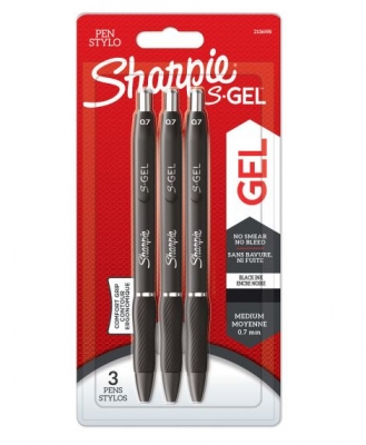 Sharpie S-Gel Black Medium Gel Pens 0.7mm Pack Of 3