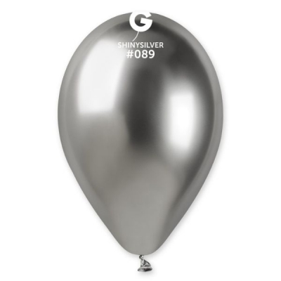 Gemar 13" Pack 50 Latex Balloons Shiny Silver #089