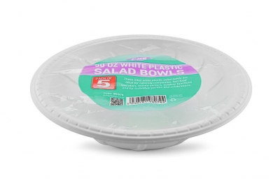 Plates Plastic Salad Bowl White 50oz 5Pc