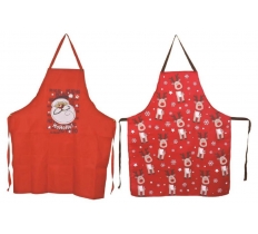 Apron Red With Christmas Print Adult Size