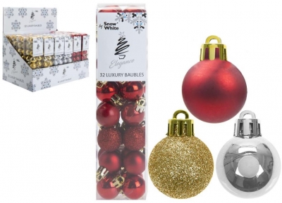 Set Of 32 2.5cm Baubles In Pvc Box