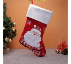 DELUXE PLUSH RED SANTA WEARING TARTAN STOCKING 40CM X 25CM