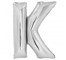 Silver Letter K Shaped Foil Balloon 34" Pack aged