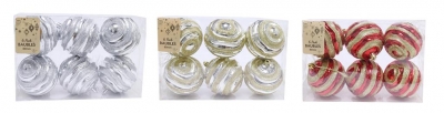 Baubles Glitter Swirls 80mm ( 6 Pack )