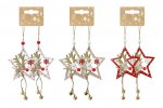 Hanging Star With Reindeer And Bells 2Pc