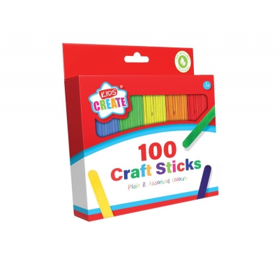 Kids Create Activity 100 Pack Lolly Sticks