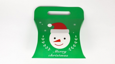 Snowman Green Gift box with handle 20x19x6cm