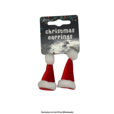 Santa Hat Earrings 6cm x 2.5cm