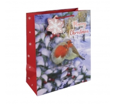 Christmas Robin Large Bag ( 265mm X 330mm X 140mm )