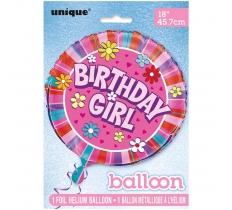 BIRTHDAY GIRL ROUND FOIL BALLOON 18"