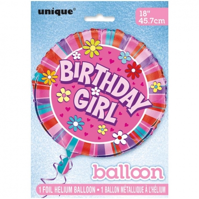 BIRTHDAY GIRL ROUND FOIL BALLOON 18"