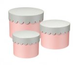 Hat Box Pink With Silver Scalloped Set Of 3