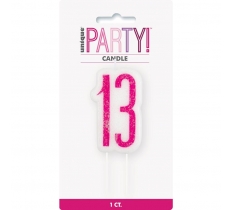 Birthday Pink Glitz Number 13 Numeral Candle