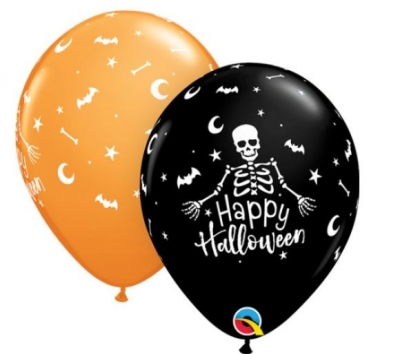 Round 11" Qualatex Orange & Onyx Halloween Balloon 25 Pack