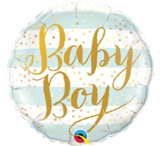 Qualatex 9" Round Baby Boy Blue Stripes Un Pack aged ( 202008 )