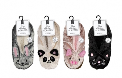 Ladies Sherpa Animal Slippers