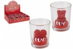 Valentine's Day Scented Rose Bear & Heart Candles In Glass