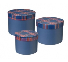 Hat Box Tartan Blue Set Of 3