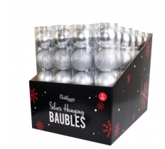 Silver Baubles 6cm 5 Pack