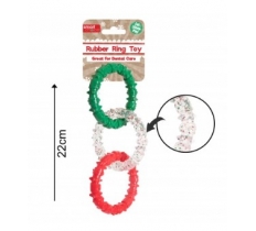 Christmas Triple Rubber Ring Dog Toy 22cm