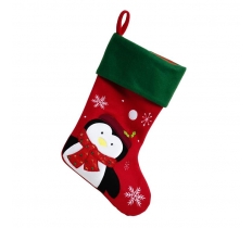 Deluxe Plush Red Green Top Penguin Stocking 40cm X 25cm